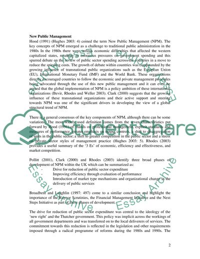 New Public Management in the Governance and Management of the NHS