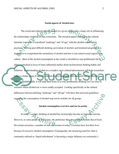 Social Aspects of Alcohol Uses