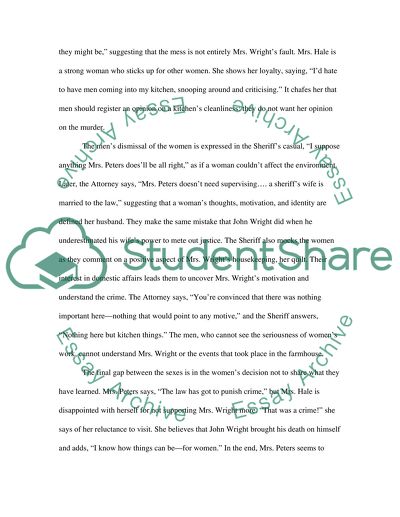 How Things Can BeFor Women: Gender Issues in Trifles