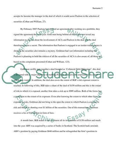 Term Paper (4pages) - John Paulson, Goldman Sachs and Abacus 2007 AC1