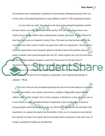 Ncm 512 case assignment module 5 Collaborative or Principled Negotiation