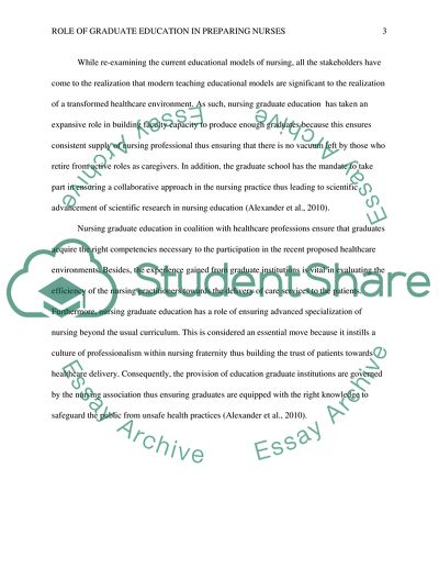 Role of Graduate Education in Preparing Nurses