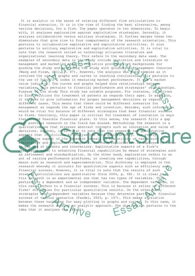 Analysis of Technological Activities and Their Impact on the Financial Performance of the Firm Article