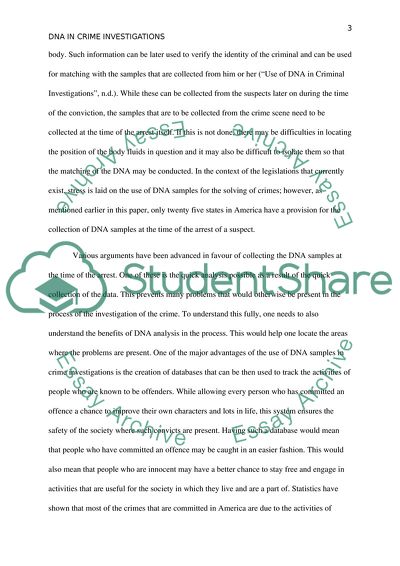 The Use of Deoxyribonucleic Acid in Crime Investigations