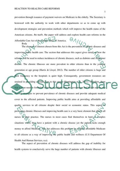 Prevention of Chronic Diseases and Improving Public Health Reforms