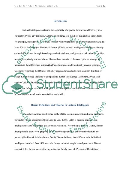 Cultural Intelligence