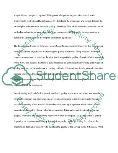 Human Resource Management: The case of Hospital