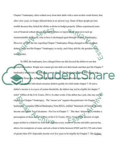 Changing the Requiring for Filing for Chapter 7 Bankruptcy