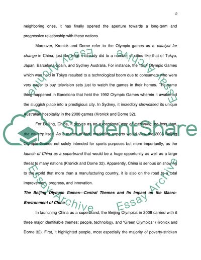 The Impact of Beijing Olympic Games on China