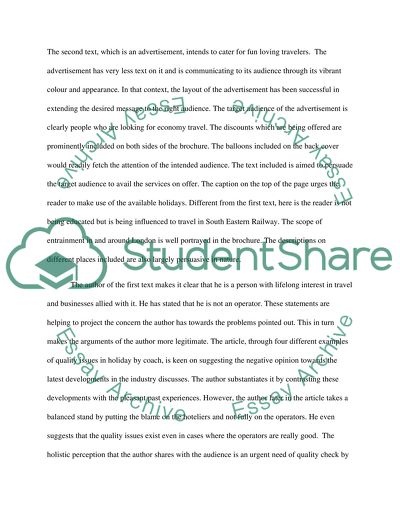 Comparing two non fiction texts (comparing two texts on travel)