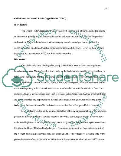 Criticism of the World Trade Organization