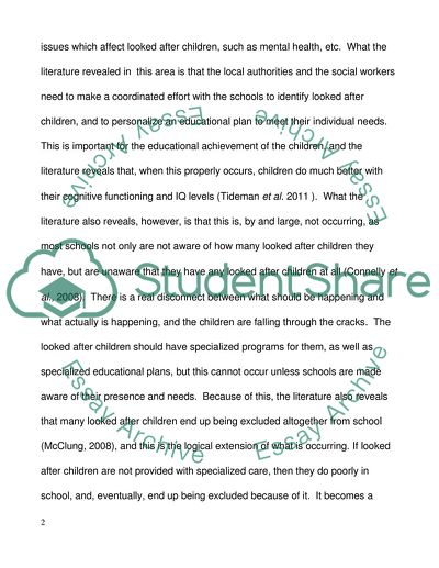 The education of looked after children within the UK