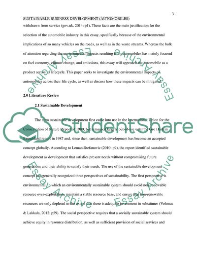 Sustainable Business Development - Automobiles