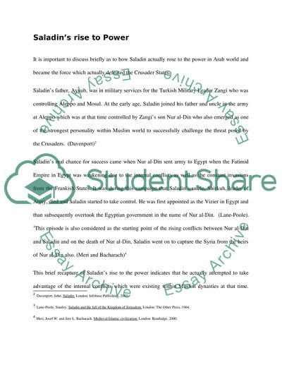 What was the most important factor behind Saladins series of successes