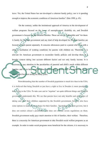 Social Welfare Spending on Family Benefits in the United States and Sweden