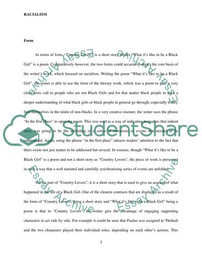 Racialism in Country Lovers and What its like to be a Black Girl