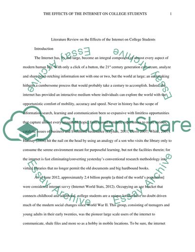 Effects of the Internet on College Students