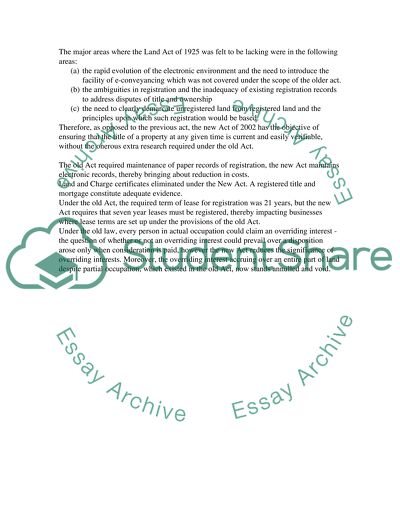 The Changes Made by the Land Registration Act 2002
