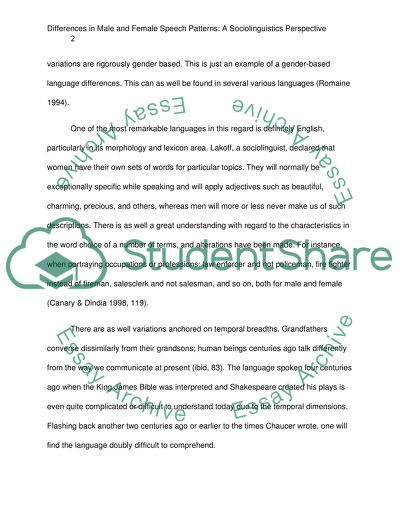 Male and Female Speech Patterns: A Sociolinguistic Perspective