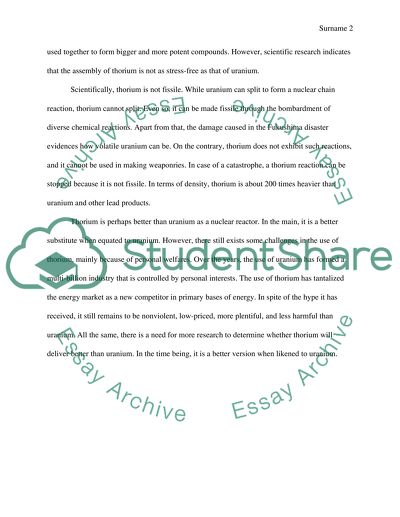 Uranium vs Thorium Nuclear Reactors