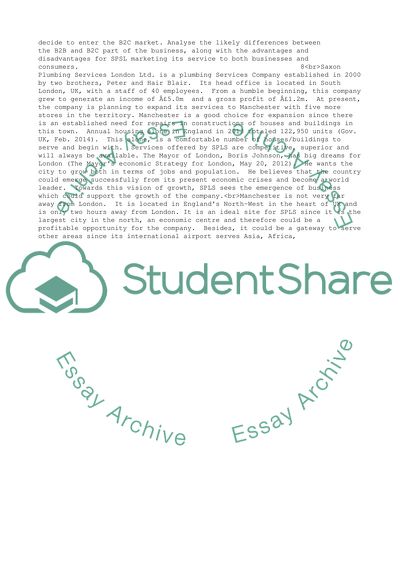 Marketing, Strategy, and Enterprise for Saxon Plumbing Services London, Ltd