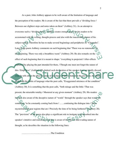 Critical Account of Ashberys Clepsydra