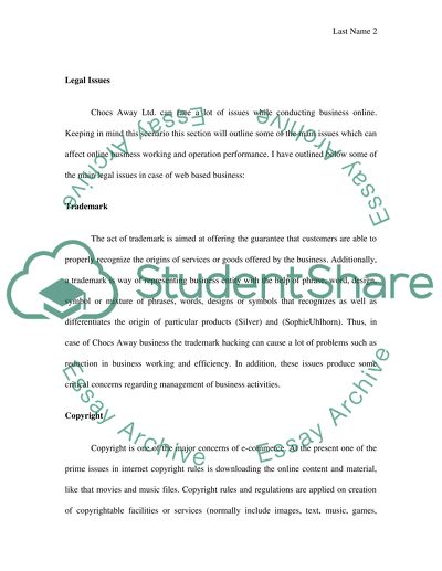 Legal Issues in Online Business: A Case of Chocs Away Ltd