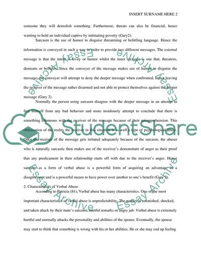 Verbal Abuse in Relationships