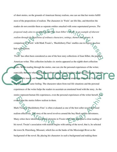 Literary Realism in Fools by Silber, and Huck Finn by Twain