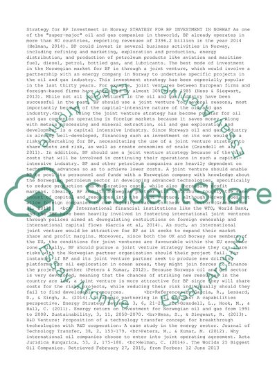 Strategy for BP investment in Norway