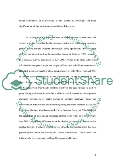 Mens and Womens Health Experiences