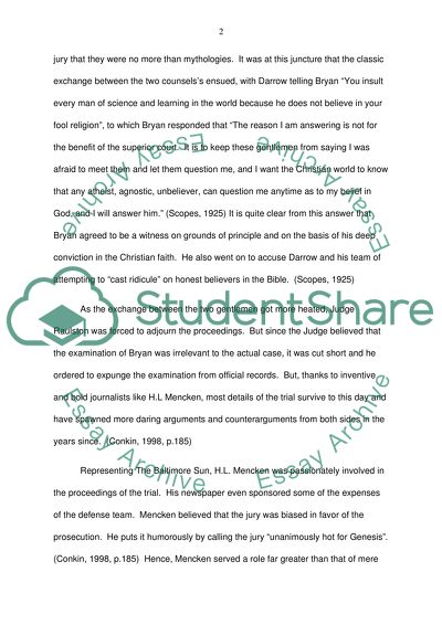 William Jennings Byrants Defense of the Bible in John Scopes Trial and Henry Louis Menkens View