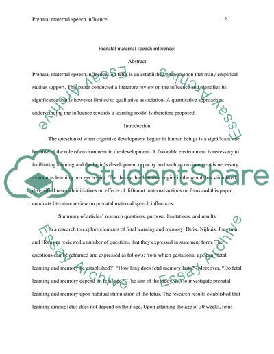 Prenatal Maternal Speech Influences