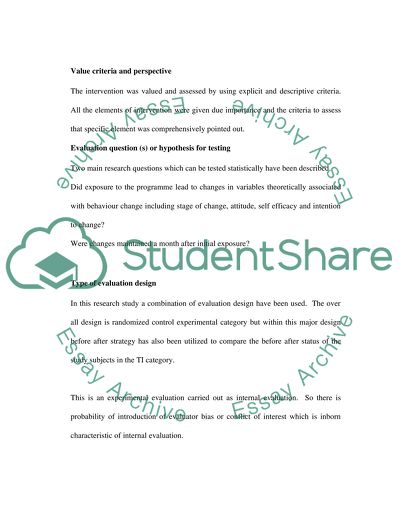 Practice and Evaluation of Health Intervention