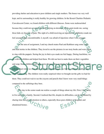 Community Engagement/Experiential Learning Assignment