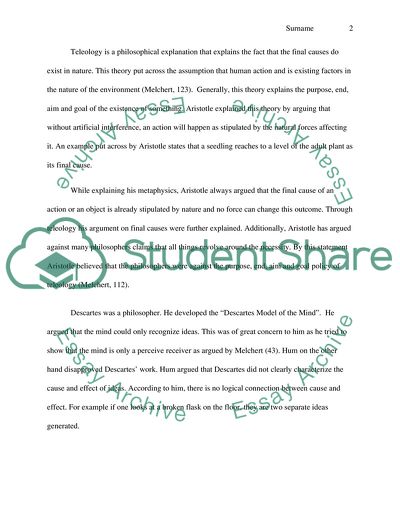 Plato, Aristotle, Descartes, Melchert, and Hums Theories