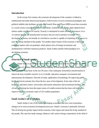 The Developing Economy of Saudi Arabia