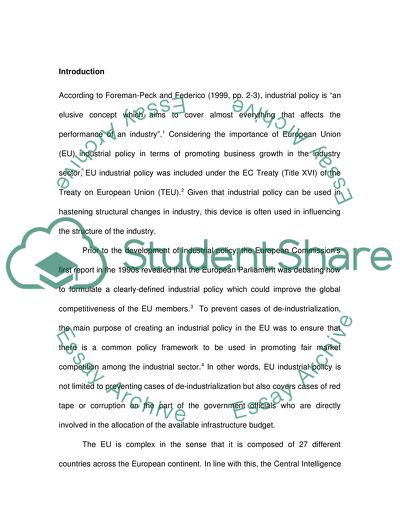 The Main Challenges in Formulating the Industrial Policy of the European Union