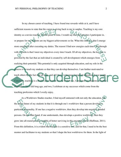 My Personal Philosophy of Teaching