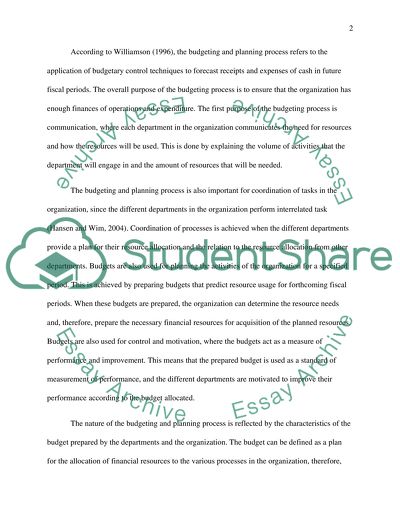 The nature of the budgeting and planning process