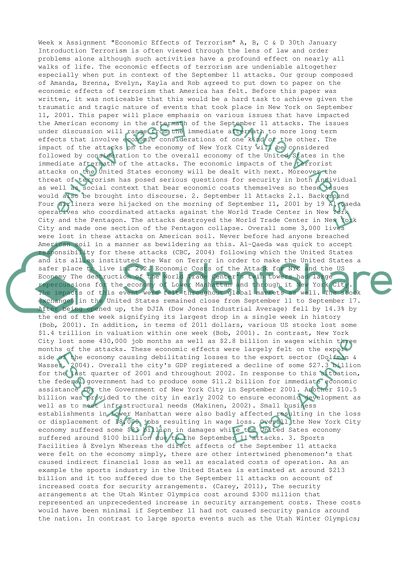 Economic Effects of Terrorism