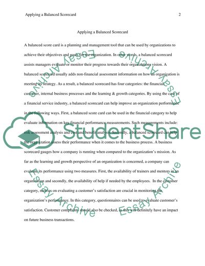 Applying Balanced Scorecard