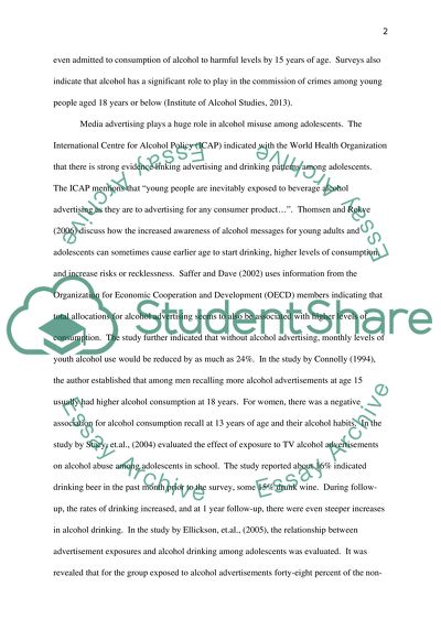 Adolescent alcohol misuse in England and the role of media advertising