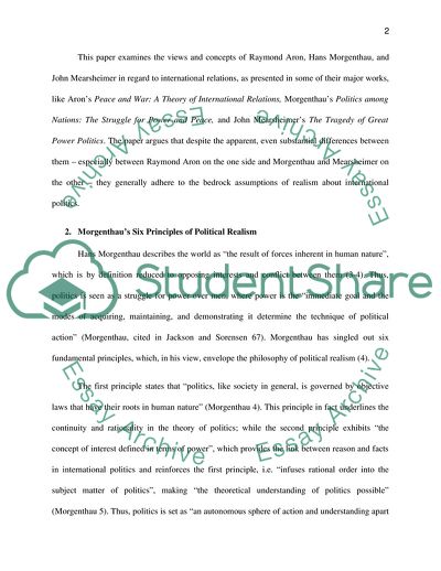 How Raymond Aron, Hans Morgenthau, and John Mearsheimer Could be Called Realists