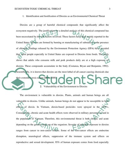 Ecosystem toxic chemical threat