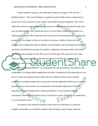 Class student dicussions answers week 2