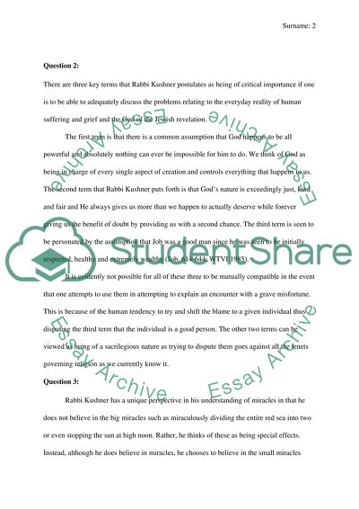 Rabbi Kushner Postulates