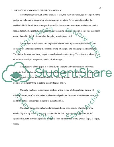 Strengths and weaknesses that exist in the impact analysis