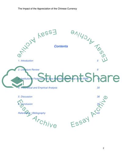 The Impact of the Appreciation of the Chinese Currency