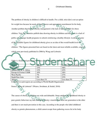 Childhood Obesity, the parents role in prevention